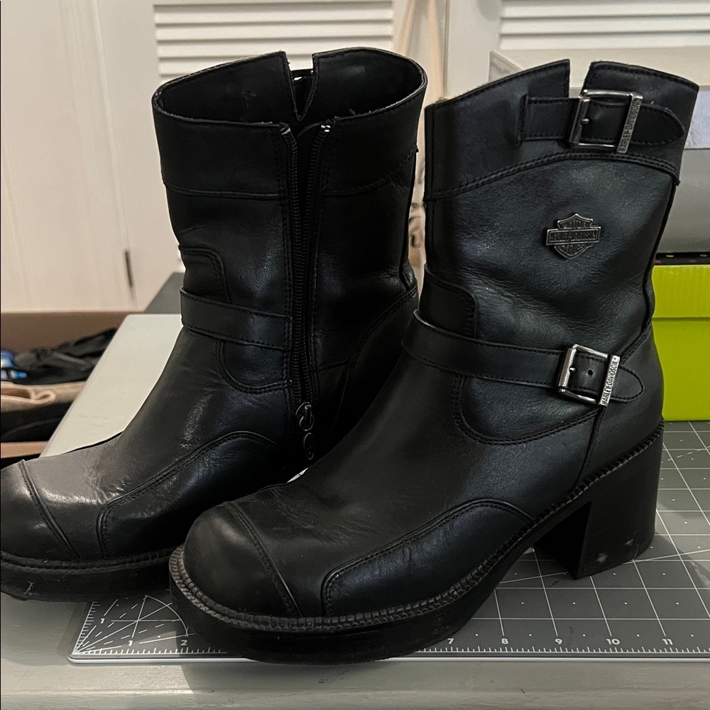 Harley-Davidson Black Leather Moto Boots